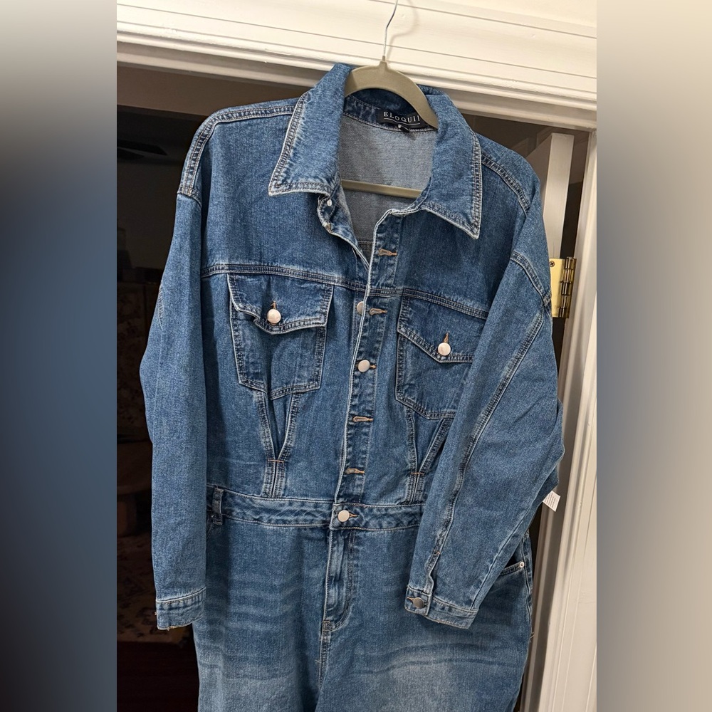 ELOQUII Wide Leg Denim Jumpsuit size 18 NWT